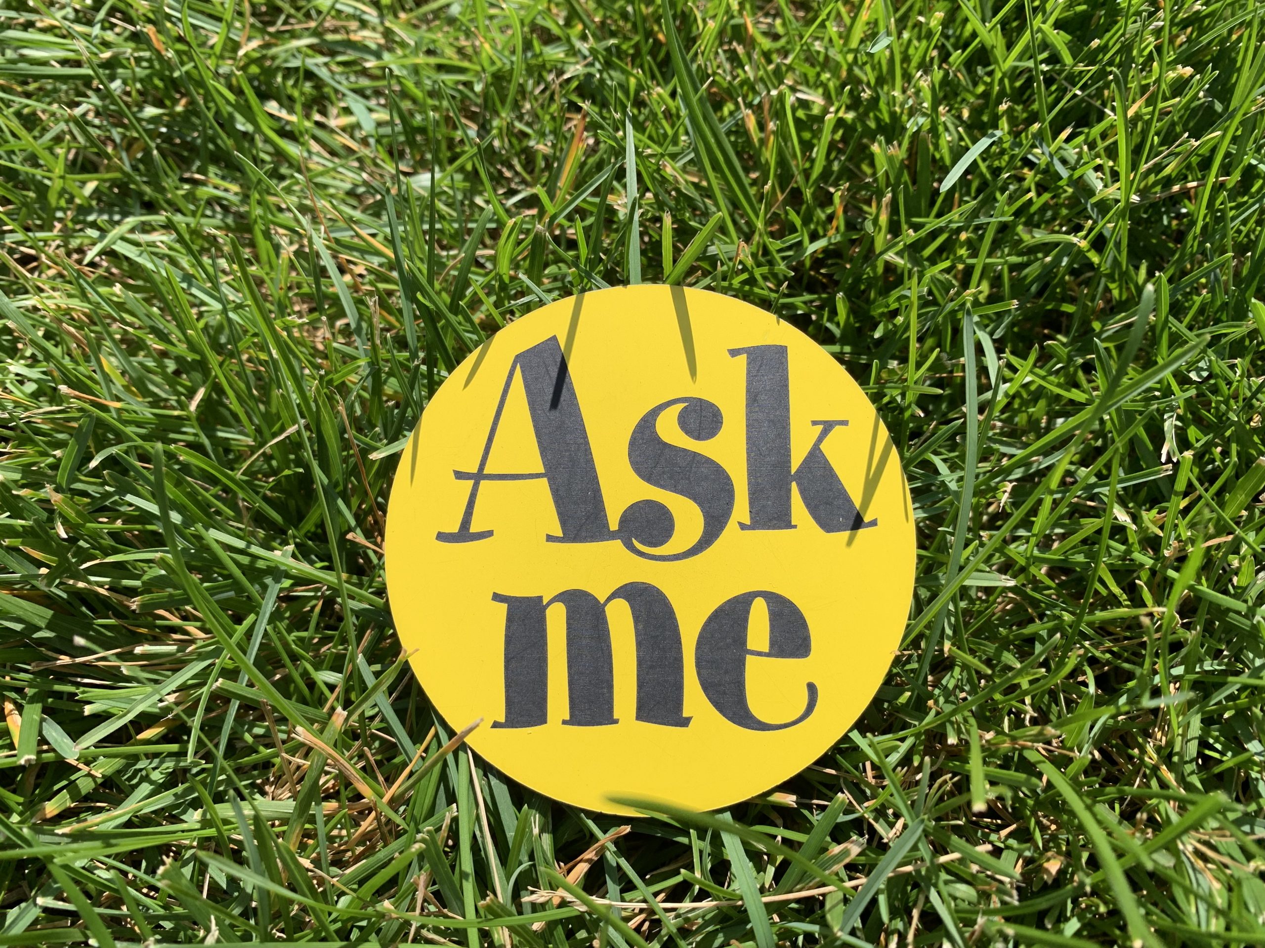 Yellow Ask Me button 